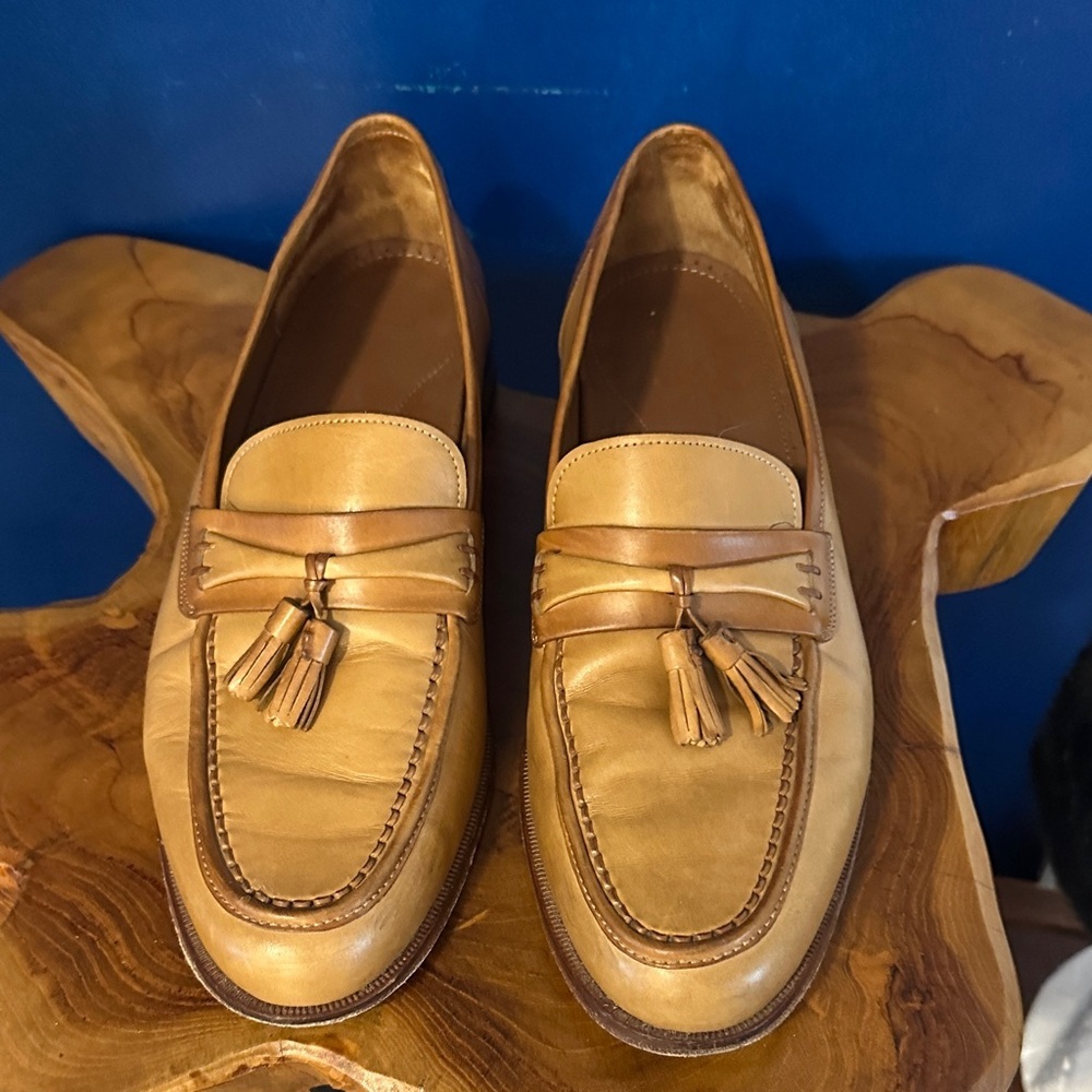 Men's E.T. Wright Tan Leather Loafers with Tassels Size 13 D